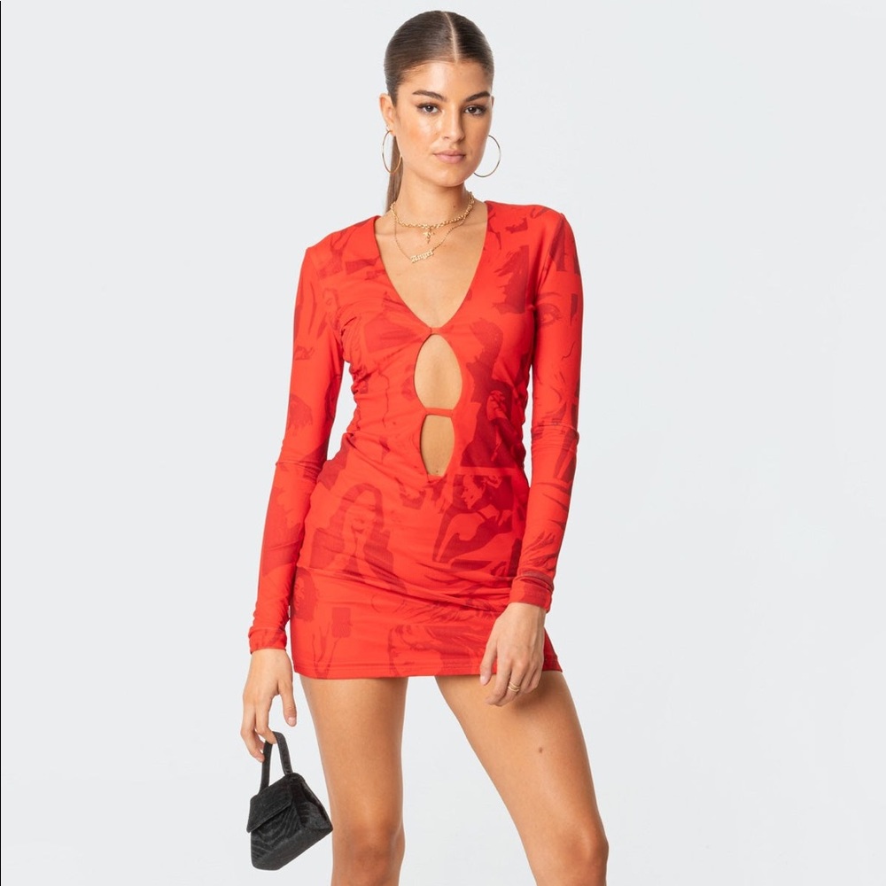 BRAND NEW. Never worn. Red Edikted bodycon dress